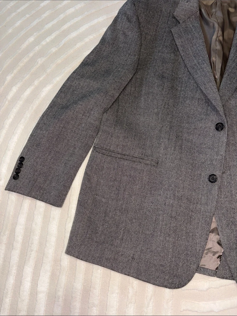 Ralph Lauren Gray Herringbone Two-Button Sport Coat